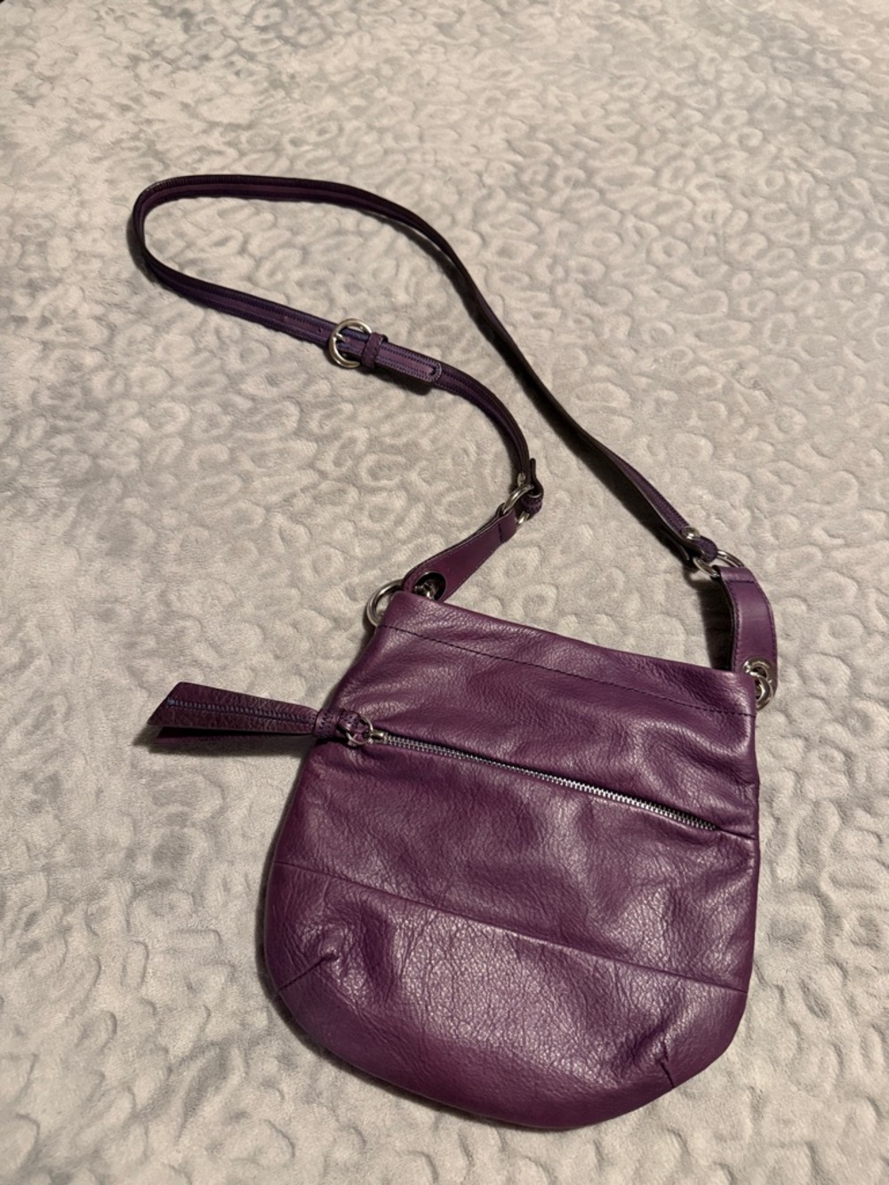 b. makowsky Purple Leather Crossbody with Front Zip